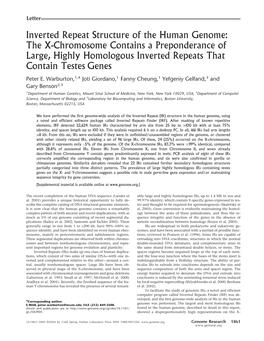 Inverted Repeat Structure of the Human Genome: the X-Chromosome Contains a Preponderance of Large, Highly Homologous Inverted Repeats That Contain Testes Genes