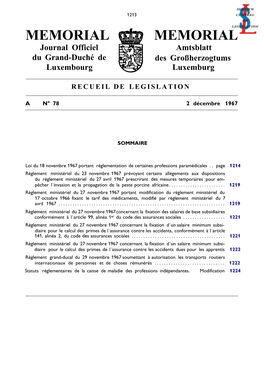 Loi Du 18 Novembre 1967 Portant Réglementation De Certaines Professions Paramédicales