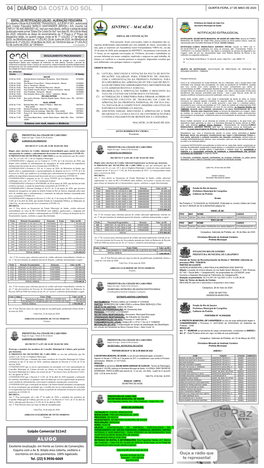 04 Diário Da Costa Do Sol Quarta-Feira, 27 De Maio De 2020