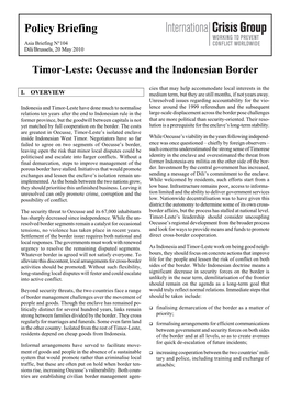 Timor-Leste: Oecusse and the Indonesian Border