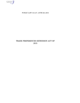 Trade Preferences Extension Act of 2015