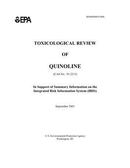 Toxicological Review of Quinoline (CAS No. 91-22-5) (PDF)