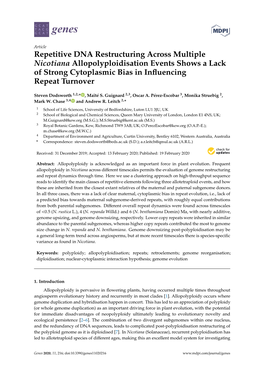 Repetitive DNA Restructuring Across Multiple Nicotiana Allopolyploidisation Events Shows a Lack of Strong Cytoplasmic Bias in Inﬂuencing Repeat Turnover