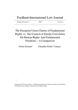 The European Union Charter of Fundamental Rights Vs. the Council of Europe Convention on Human Rights and Fundamental Freedoms – a Comparison