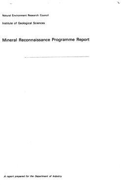 Mineral Reconnaissance Programme Report