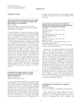 Abstracts Symposia Talks the Evolution of Protists And