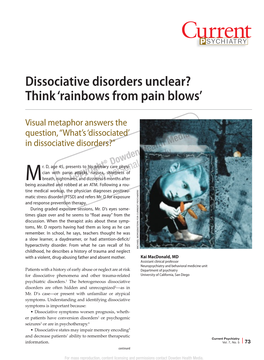 Dissociative Disorders Unclear? Think ‘Rainbows from Pain Blows’