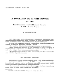 La Population De La Côte D'ivoire En 1965