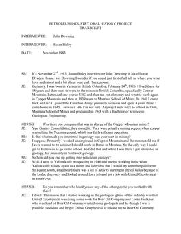 Petroleum Industry Oral History Project Transcript