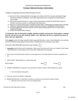 Foreign National Contact Information Form