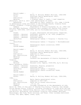 Robert Bolling), 1906-1996 Title Poythress Family Genealogical Chart