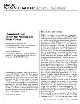 Characteristics of Filoviridae: Marburg and Ebola Viruses