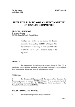 Item for Public Works Subcommittee of Finance Committee