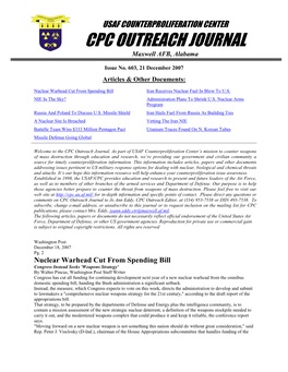 USAF Counterproliferation Center CPC Outreach Journal #603