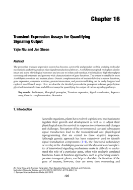 Transient Expression Assays for Quantifying Signaling Output