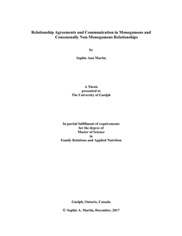 Relationship Agreements and Communication in Monogamous and Consensually Non-Monogamous Relationships