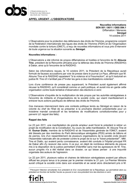 Appel Urgent - L'observatoire