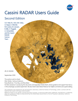 Cassini RADAR Users Guide Second Edition