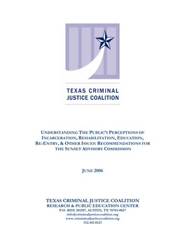 Re-Entry, & O Texas Criminal Justice Coalition
