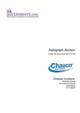 Autograph Auction Friday 06 December 2013 17:00