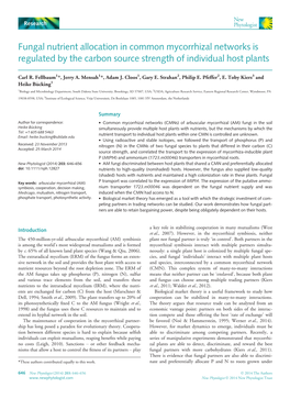 Fungal Nutrient Allocation in Common Mycorrhizal Networks Is Regulated by the Carbon Source Strength of Individual Host Plants