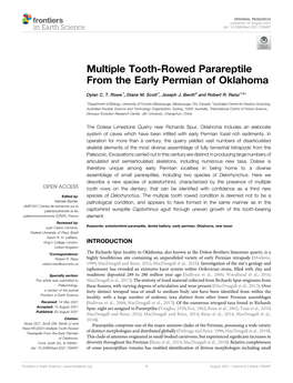 Multiple Tooth-Rowed Parareptile from the Early Permian of Oklahoma