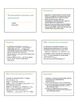 Pseudorandom Functions and Permutations