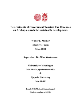 Determinants of Government Tourism Tax Revenues on Aruba; a Search for Sustainable Development