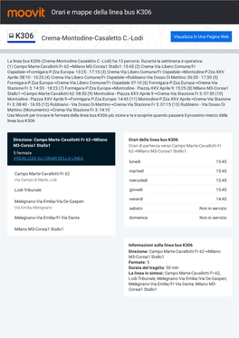 Guarda Il PDF: Orari, Fermate E Percorso Linea K306