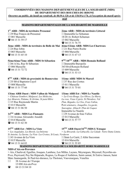 Coordonnées Des Maisons Departementales De La Solidarité