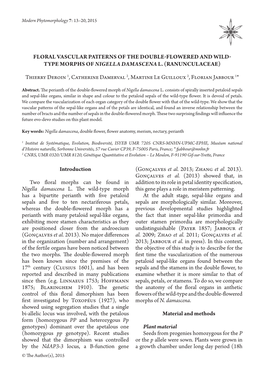Introduction Two Floral Morphs Can Be Found in Nigella Damascena L. The