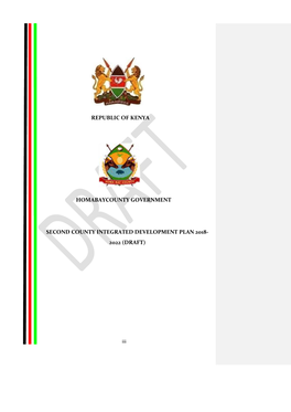 Republic of Kenya Homabaycounty Government Second County