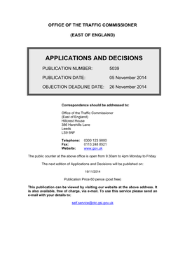 Applications and Decisions 5 November 2014