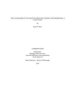 The Vulnerability of Urban Elementary School Arts Programs : a Case Study