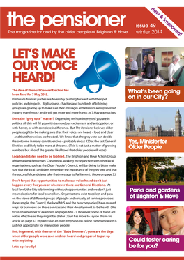 The Pensioner Issue 49 the Magazine for and by the Older People of Brighton & Hove Winter 2014