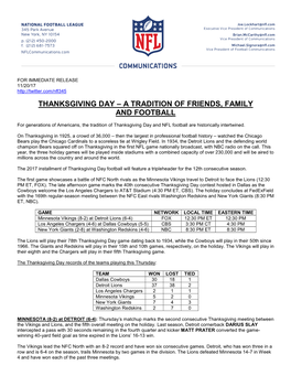Thanksgiving Day – a Tradition of Friends, Family and Football