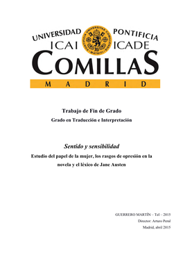 Sentido Y Sensibilidad Estudio Del Papel De La Mujer, Los Rasgos De Opresión En La Novela Y El Léxico De Jane Austen