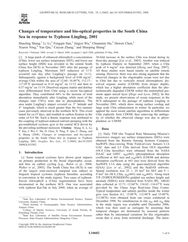Changes of Temperature and Bio-Optical Properties in the South China Sea in Response to Typhoon Lingling, 2001