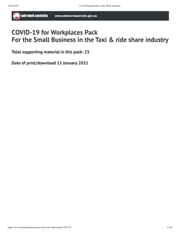 COVID-19 for Workplaces Pack for the Small Business in the Taxi & Ride Share Industry