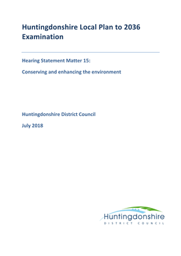 Huntingdonshire Local Plan to 2036 Examination