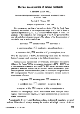 Thermal Decomposition of Natural Mordenite