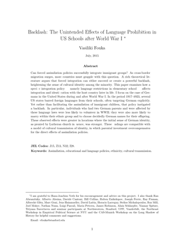 Backlash: the Unintended Effects of Language Prohibition in US Schools After World War