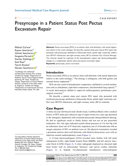 Presyncope in a Patient Status Post Pectus Excavatum Repair
