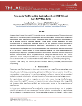 Automatic Tool Selection System Based on STEP NC and ISO13399 Standards