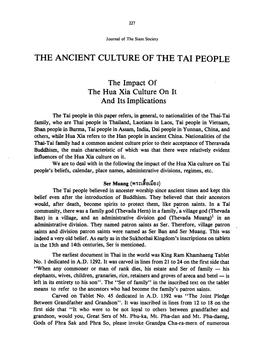 The Ancient Culture of the T Ai People