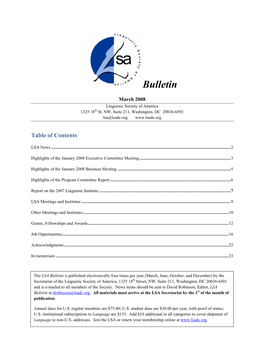 LSA Bulletin