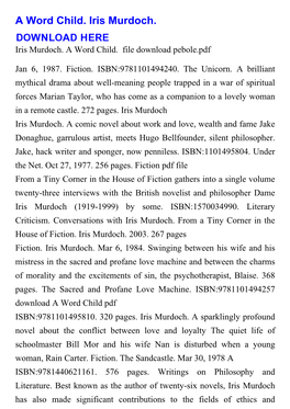 A Word Child. Iris Murdoch