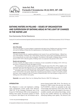 Acta Sci. Pol. Formatio Circumiectus 18 (4) 2019, 187–208 BATHING