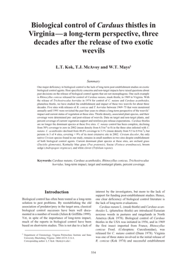 Biological Control of Carduus Thistles in Virginia-A Long-Term Perspective