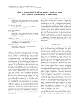 Resolving Species Complexes Within the Caloplaca Saxicola Group As a Case Study